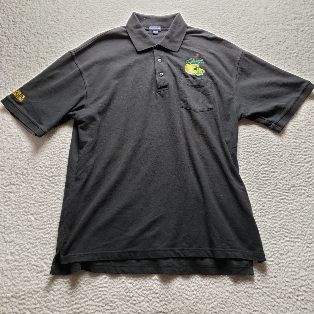 Masters Tournament Shirt Mens 2XL Black Golf Landmark Polo Embroidered Pocket